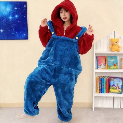 Conjunto de pijama de dos piezas con capucha para mujer, clásico, colores bonitos. Top de manga larga y cuello redondo. Tejido de poliéster y spandex, muy suave, ligero y agradable al tacto, ideal para otoño, invierno y primavera. Conjunto de dos piezas de ropa para estar en casa, de tejido grueso Cosplay Disfraces Trajes Hogar ropa para dormir.