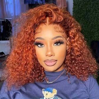 T Part 350 Straight Bob Lace Front Wigs Human Hair For Women 13x5x1 Lace Frontal Deep Wave Bob Orange Ginger Wig Lace Front Human Hair Pre Plucked Hairline With Baby Hair Brazilian #350