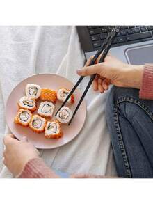 Non-Slip Fiberglass Chopsticks, 5-Pair Set - Vintage Style For Sushi, Restaurants & Events, Durable & Dishwasher ​ - màu đen - Xem 5