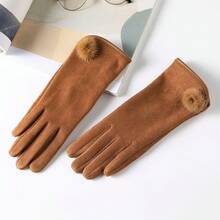 Gants Xinji warme fleecegefütterte, kältebeständige, Wildleder, winterfeste, elegante Fahrrad- und Fahrhandschuhe, Fünf-Finger-Handschuhe für Frauen