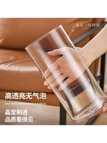 亚克力花瓶，高透明度直筒亚克力材质，可用作花瓶和鱼缸，家居厨房婚礼装饰摆件，不易碎塑料花瓶 - 無色 - 查看 2