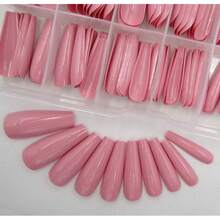 100pc Colored Coffin Press On Nails Long Ballerina False Fake Nail Tips Full Cover Manicure Design Acrylic Nails For Women Teen FFgirls (Dark Pink){Inchcolor_nameinch:InchDarkPinkinch} - 深粉紅色 - 查看 2