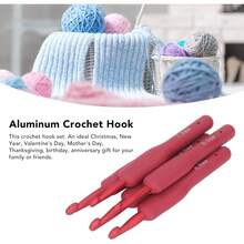 Juego De Agujas De Ganchillo, 5 Ganchillos De Aluminio Con Mango Ergonómico para Hilo De Lana, Talla 6.5-10 Mm