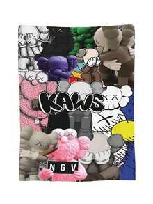 Kawss Kawaii Kaw Blanket Cartoon Print Flannel Blanket - Ultra Soft Anime Throw, The Thoughtful Gift For Christmas, Birthday, Halloween, For Sofa, Camping & Travel Comfort - Black - View 3