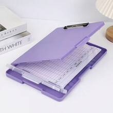 8.5 x 11 英寸 A4 塑料文件夹，带储物空间，护士专用文件夹，带独立笔槽，多功能文件夹，带书写板，大容量文件整理盒，适用于办公室和学习 - 高强度塑料文件夹，带储物空间、金属质感夹子、笔槽和挂孔，侧开式活页夹