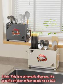 1 件餐具架，带独立隔间，可放置叉子、刀子和筷子。现代厨房收纳架，理想礼物，厨房餐具架，台面收纳架，餐具储物盒，节日装饰，乡村风格圣诞装饰，以及礼品