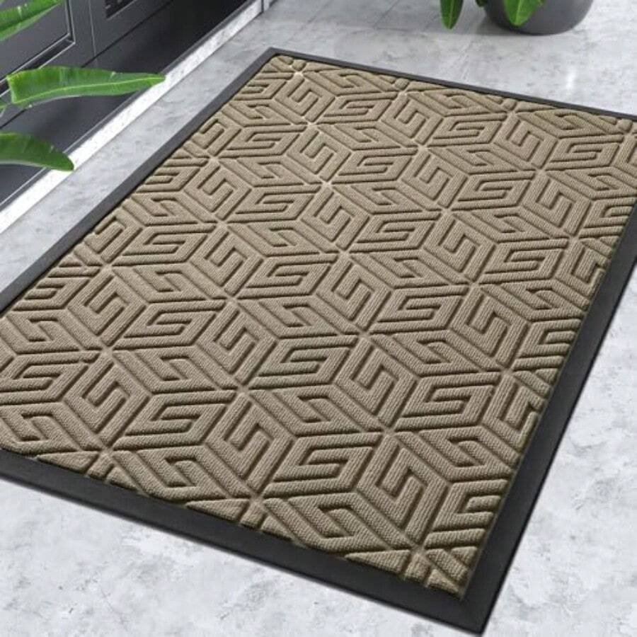 Yimobra - Tapete para puerta delantera de 43.18 x 74.93 cm impermeable para todas las estaciones resistente a las manchas y a la decoloración tapete de bienvenida para interiores y exteriores - Kachyplid - Ver 1