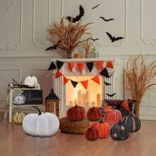 - Calabazas artificiales de espuma blanca de 5.9 pulgadas, calabazas pequeas, decoracin de cosecha de otoo, realista, manualidades, calabazas falsas para Halloween, Accin de Gracias, boda - Blanco - Ver 7