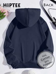 [Cotton Blend Hoodie] Vintage North Carolina Hooded Sweatshirt, Cozy Fall & Winter Style Long Sleeve Top, Retro Sportwear, Casual Logo Shirt-Unisex Women & Men's Daily Wear - 藏蓝色 - 查看 2