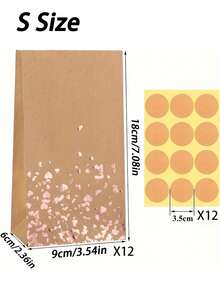 Bulk Elegant Rose Golden Kraft Paper Gift Bags Set With 12 Stickers - Beige & Golden Durable Kraft Paper, Golden Accent Packaging For Weddings, Birthdays, Showers, Tea Parties - Bulk Gift Wrap Supplies, Izable Label-Friendly - Multicolor - View 6