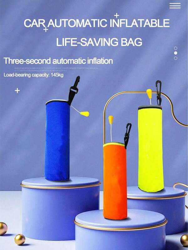 1 pieza Bolsa/Salvavidas inflable automático para automóvil - Equipo de rescate por ahogamiento de emergencia portátil, tamaño compacto con alta flotabilidad, accesorio de esencial para automóvil (colores aleatorios)