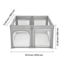 Baby Playpen, 78.7″ X 70.1″ Extra Large Toddlers Playpen, Foldable Baby Fence Play Yard With Zippered Door & Soft Breathable Mesh, Indoor Outdoor Safety Activity Center - Great Gift For Toddlers - Foldable 5500+sq.in. - 查看 10