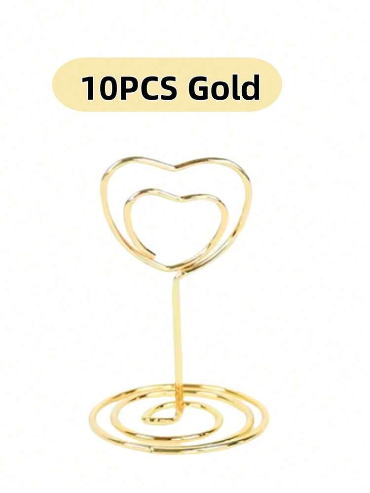 2/5/10 Piezas Soporte de Tarjeta de Lugar de Mesa de Boda Soporte de Número de Foto de Metal Clip Stands Decoración del Hogar Fiesta de Cumpleaños Boda - Dorado - Añade 13