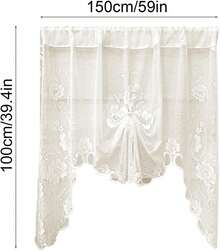 Beige Floral Lace Curtain Swag - Semi-Sheer Rod Pocket Valance For Kitchen, Bathroom, Living Room & Bedroom Half Window, Vintage Farmhouse Decor, 59x39 & 70x39 Inch Options, 1 Panel - 米色(59x39Inch) - 查看 12