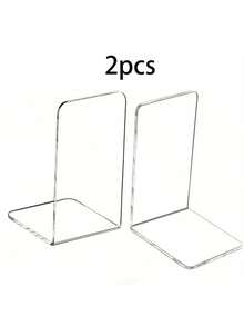 Clear Book Ends 2pcs, Acrylic Bookends For Shelves, Non-Slip Bookend Decorative For Heavy Duty Book, Books Holder Stopper For Kids, Bookshelf Dividers Books Organizer For Office Home School,School Supplies, Data Sorting And Storage Racks, Book Supports