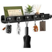 EstiloNOVANGUA Portal Llaves De Metal De Muro, Colgador Llaves, Estante Pared Multifuncional Con 6 Ganchos, Soporte Llaves Entrada, Organizador De Cocina Para Muro AutoadhesivoVersióN Mejorada - 1 - Ver 2