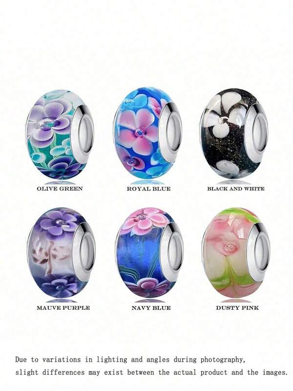 Originaler handgefertigter Murano Glas Charm, authentische Murano Glas Charms für Armbänder, Blumen Charms für Armbänder, Murano Perlen Charms, Schmuckgeschenke für Frauen