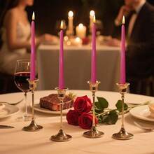 10 Inch Gradient Taper Candles,Set Of 4 Tapered Candle, Tall Candlesticks,Conical Stick Candles,Less,Home Dinner, Party, Wedding, Halloween, Christmas (Rose Red, 10inch){Inchcolor_nameinch:InchRoseRedinch,Inchsize_nameinch:Inch10inchinch} - Mawar Merah - View 3