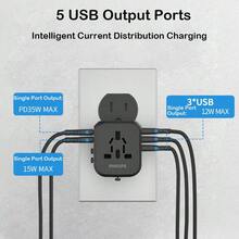 PHILIPS SPS1004B/93 35W PD Fast Charging Adapter Covers UK, US, Australia, And Japan Plugs, 3A2C Multi-Port Charging, Suitable For Travel And Office Use, Portable Design