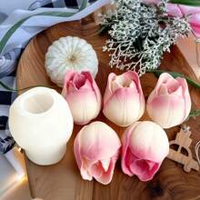 3pcs Tulip 3D Floral Silicone Candle Molds, Handmade Candle, Soap, Resin Clay, Plaster Casting Molds, Bouquet Style Home Decor, Suitable For Birthday, Valentine's Day, Mother's Day, Christmas, Wedding And Other Holidays