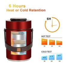 Thermo For Hot Food & Soup 67 Oz, 3-Layer Sealed Stackable Insulated Food Container With Lunch Bag, Ideal For Daily Office Meals, School Lunches And Outdoor Dining - Red - View 4