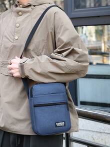 Large Capacity Fashion Men's One Shoulder Diagonal Messenger Bag, Multi-Functional Adjustable Strap Zipper Closure, Multi-Compartment Practical Storage Men's Bag Festival