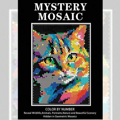 GDTME Mystery Mosaic Series 1 Coloring Book: Adult Coloring Activity Book With 24 Pages Of Fun Coloring Patterns, Cute Cats, Bold And Minimalistic Designs, Bright Colors, Double-Sided Coloring, Enhances Focus. It Is The Best Choice For Christmas And New Year Gifts, Gifts For Women, Back-To-School Gifts, Study Supplies, And Office Supplies.