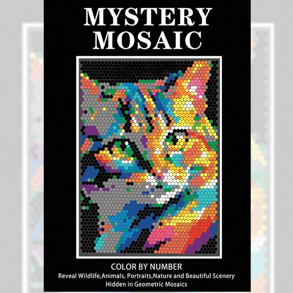 GDTME 神秘的なモザイクシリーズ1 塗り絵ブック: 大人の塗り絵アクティビティブック、楽しい塗り絵パターン24ページ収録、かわいい猫、ミニマルなデザイン、鮮やかな色、両面塗り絵、集中力向上に役立ちます。クリスマス、新年のギフト、女性へのギフト、学校・オフィス用品としても最適です。