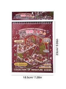 22张恐怖小镇微缩场景贴纸书，包含8个不同场景和14种贴纸材料，3D卡通房屋DIY景观装饰贴纸剪贴簿用品 - 彩色 - 查看 3