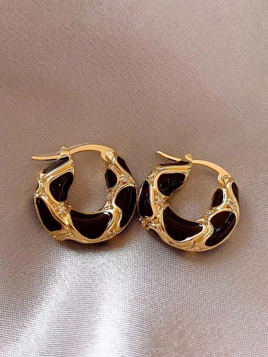 一对复古法式优雅多功能奢华高端时尚小众个性化圆形耳环，女士秋冬穿搭必备单品 - 多色5 - 查看 1