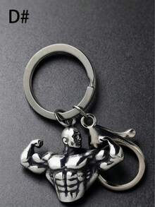 1个合金哑铃钥匙扣，肌肉线条设计，男女皆宜的励志礼物，适合运动、健身、减肥，可打开的环形扣，健身礼物 | 肌肉图案设计 | 励志健身铜质钥匙扣，生日、圣诞节送给他、男友、丈夫的最佳励志钥匙扣礼物 - 白色 - 查看 5