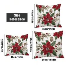 MEMNUN 1 Stück/2 Stücke/4 Stücke 17.7*17.7in(45*45cm)/19.69*19.69in(50*50cm)/15.75*15.75in(40*40cm) fuchsiafarbener Weihnachtsblumen Muster Kissenbezug (einseitig bedruckt), Heimdekoration Kissenbezug für Bett, Sofa, Bank, geeignet für täglichen Gebrauch oder hochwertige minimalistische Heimdekoration, Wohnzimmer, Schlafzimmer