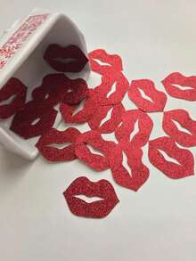 500pcs Red Lips/Heart Confetti, Glitter Paper Lip Cutouts, Versatile Party Decorations, For Wedding, Birthday, Anniversary, Bachelor Party, Christmas, New Year, Graduation, Bar/Bat - Multicolor - View 9