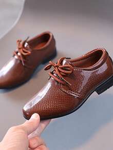 1 Đôi giày bệt mũi nhọn họa tiết cá sấu cổ điển dành cho bé trai, phù hợp cho trang phục thường ngày, trang trọng, dự tiệc, mùa xuân/thu - màu nâu - Xem 2