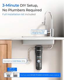 Waterdrop Sistema de filtro de agua debajo del fregadero 10UA, conexión directa al grifo de la cocina, alta capacidad de reducción de cloro de 30,000 litros, tecnología de EE. UU. - Negro - Ver 7