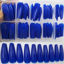 Colored Coffin Press On Nails Long Ballerina False Fake Nail Tips Full Cover Manicure Design Acrylic Nails 100pc For Women Teen FFgirls (Royal Blue){Inchcolor_nameinch:InchRoyalBlueinch} - 皇家藍 - 查看 3