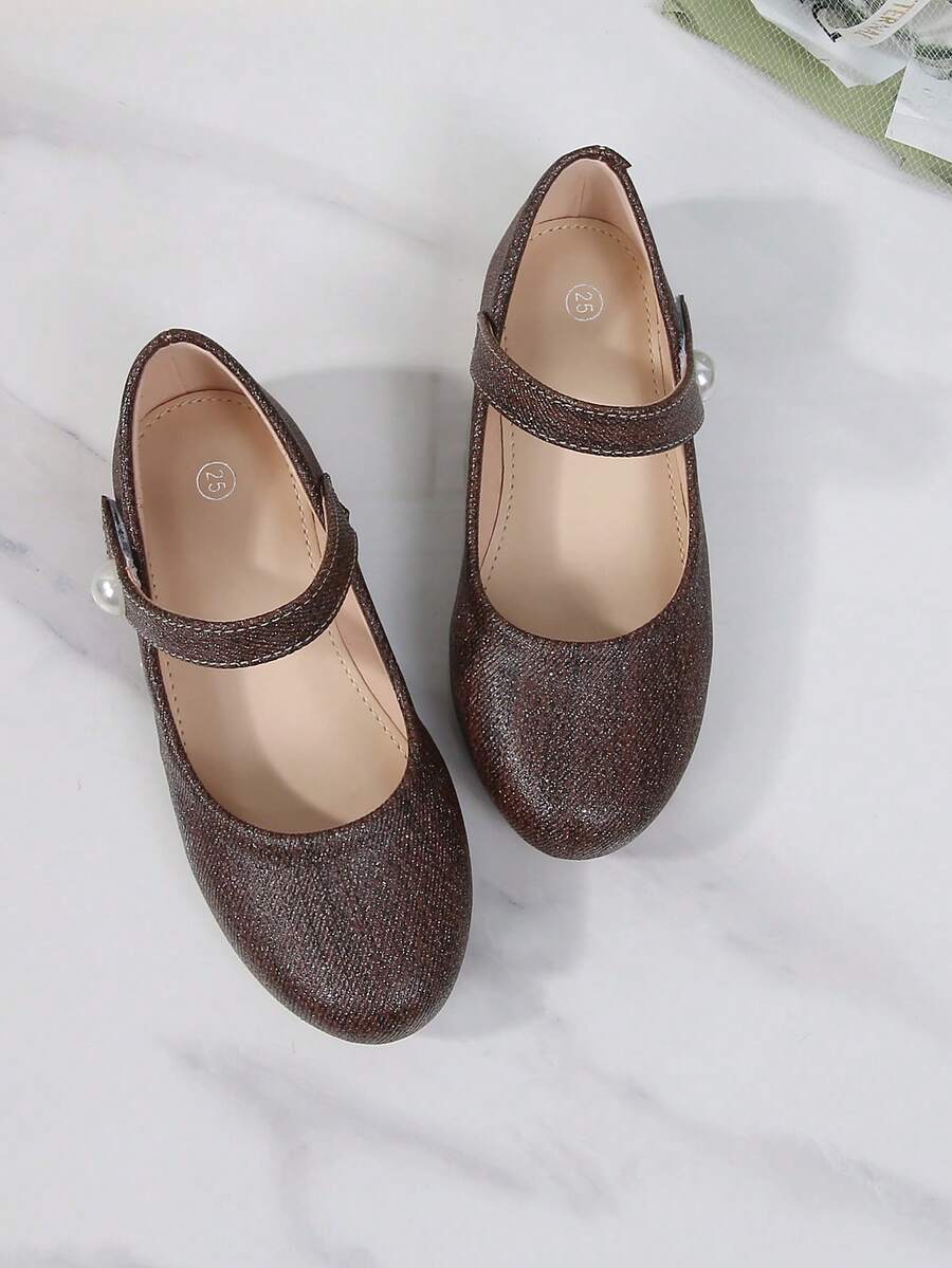 1 Pair Simple & Fashionable Flat Pearl Decor Girls Casual Outdoor Shoes