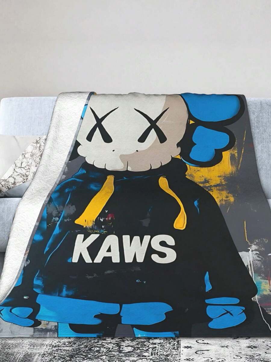 Kawss Kawaii Kaw Blanket Cartoon Print Flannel Blanket - Ultra Soft Anime Throw, The Thoughtful Gift For Christmas, Birthday, Halloween, For Sofa, Camping & Travel Comfort - 黑色 - 查看 1