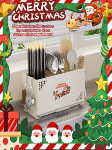 1 件餐具架，带独立隔间，可放置叉子、刀子和筷子。现代厨房收纳架，理想礼物，厨房餐具架，台面收纳架，餐具储物盒，节日装饰，乡村风格圣诞装饰，以及礼品