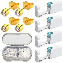 Ear Piercing Kit With 4PCS Disposable Ear Piercing Gun Built-In Earrings Stud 50PCS Plastic Earrings For Ear Infection - Multicolor - View 16