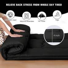 4" Extra Thick Japanese Floor Mattress Futon Mattress Foldable Mattress Tatami Pad For Adults Floor Bed Roll Up Mattress Guest Mattress - 黑色 - 查看 4