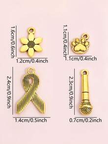 20个创意复古合金吊坠 - 麦克风/爪印/六瓣花/HOPE丝带设计,男女摇滚嘻哈可爱俏皮项链手链钥匙扣DIY多风格吊坠 - 中性风饰品工艺品制作配件批发 - 復古系列 - 查看 4