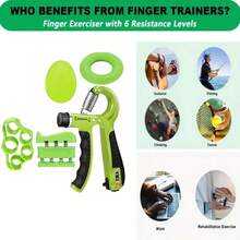 1 Set 5pcs Green Hand Grip Strengthener Kit, Hand Grip Trainer Wrist Forearm Exerciser Fitness Equipment - Green - View 6