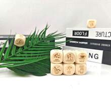 Dados de madera de decisión SilvaLex - 6 opciones divertidas, crea un ambiente para el trabajo y el estudio - Albaricoque - Ver 4