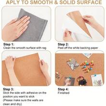 1卷自粘软木垫，加厚背衬 - 耐用软木垫，适用于墙面、家具、抽屉衬垫、DIY工艺品、公告板、隔音板 - 易于裁剪尺寸，防刮擦、防尘，保护家具 | 多用途粘合剂 | 适用于墙面软木板的耐用粘合剂 - 彩色 - 查看 13