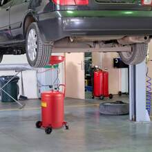 Tanque de drenaje de aceite residual , drenaje de aceite portátil de 20 galones, drenaje operado por aire, cambio de aceite, contenedor de drenaje de aceite, drenaje de transferencia de combustible líquido, altura ajustable del embudo, con válvula reguladora de presión - con válvula reguladora de presión - Ver 1