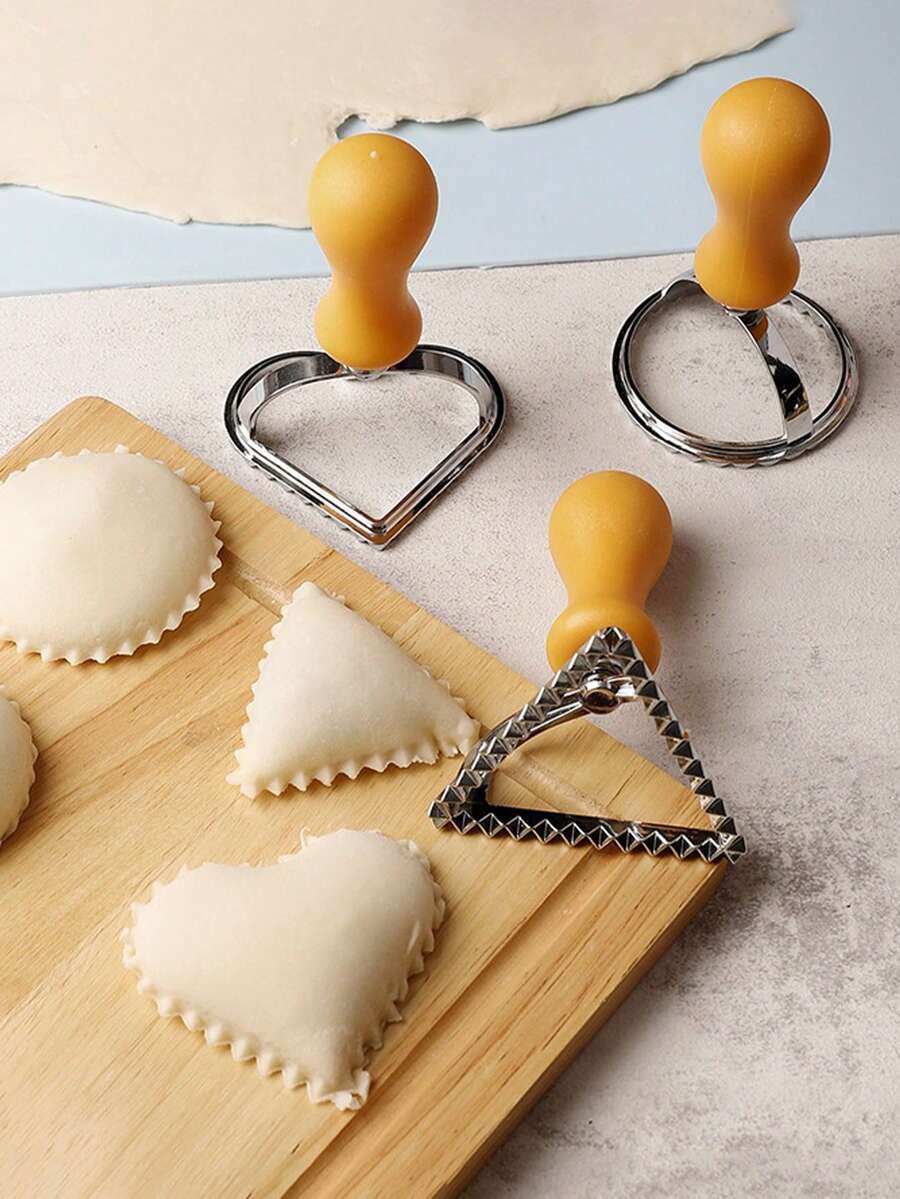 3件套意面制作器套装 - 高级哑光手柄，易于使用的压模和切割轮，适用于自制意面、饼干、馄饨、饺子模具