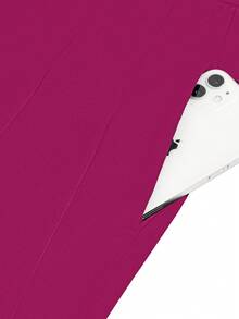 UREREM 褶皱纯色休闲裤，时尚简约，适合居家户外穿着，女士，春夏，120克高密度哑光梭织面料，小众设计，修身效果，优质 - 玫紅色 - 查看 8