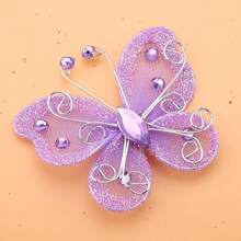 Mariposas de Organza, 24 Piezas Alambre de Malla Transparente Brillo Mariposa Tela Mariposas Boda Ropa Decoración Suministros de Bricolaje (Blanco) - Morado - Ver 8