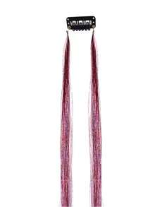 亮片发夹 - 20英寸时尚闪亮亮片，合成直发接发，耐热闪亮仙女发饰，适合女性（粉色） - 彩色 - 查看 13